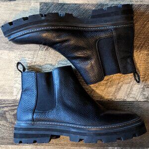 Madewell Mariam Chelsea Boots Pebbled Leather Black Chunky Platform